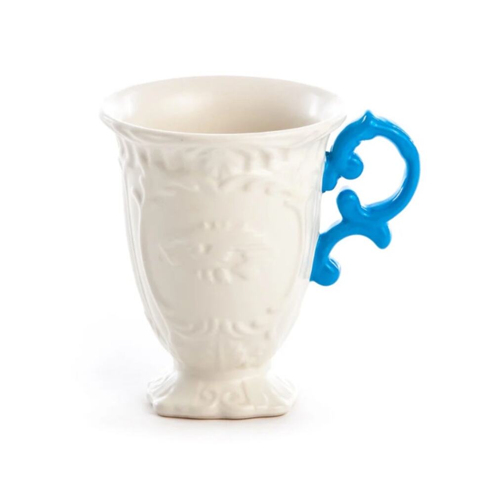 SELETTI I*Wares I*Mug Porcelain Mug Blue Handle NEW IN BOX